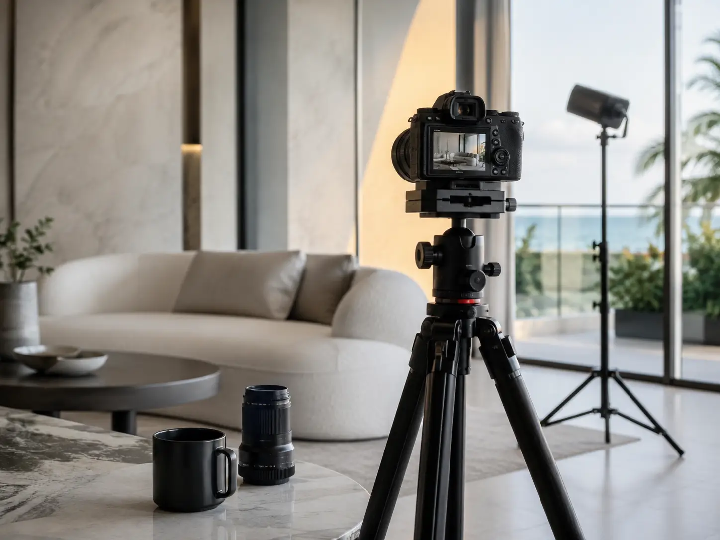 Camera setup for luxury real estate photo and video content production